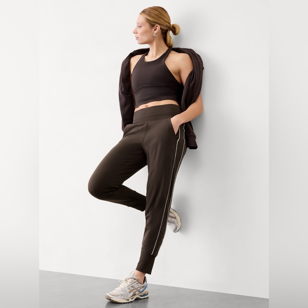 Athleta Venice Track Stripe Jogger Small Tall Truffle White New without tags